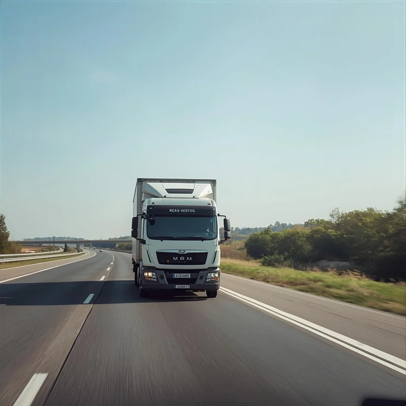 Professional movers team with relocation vehicle